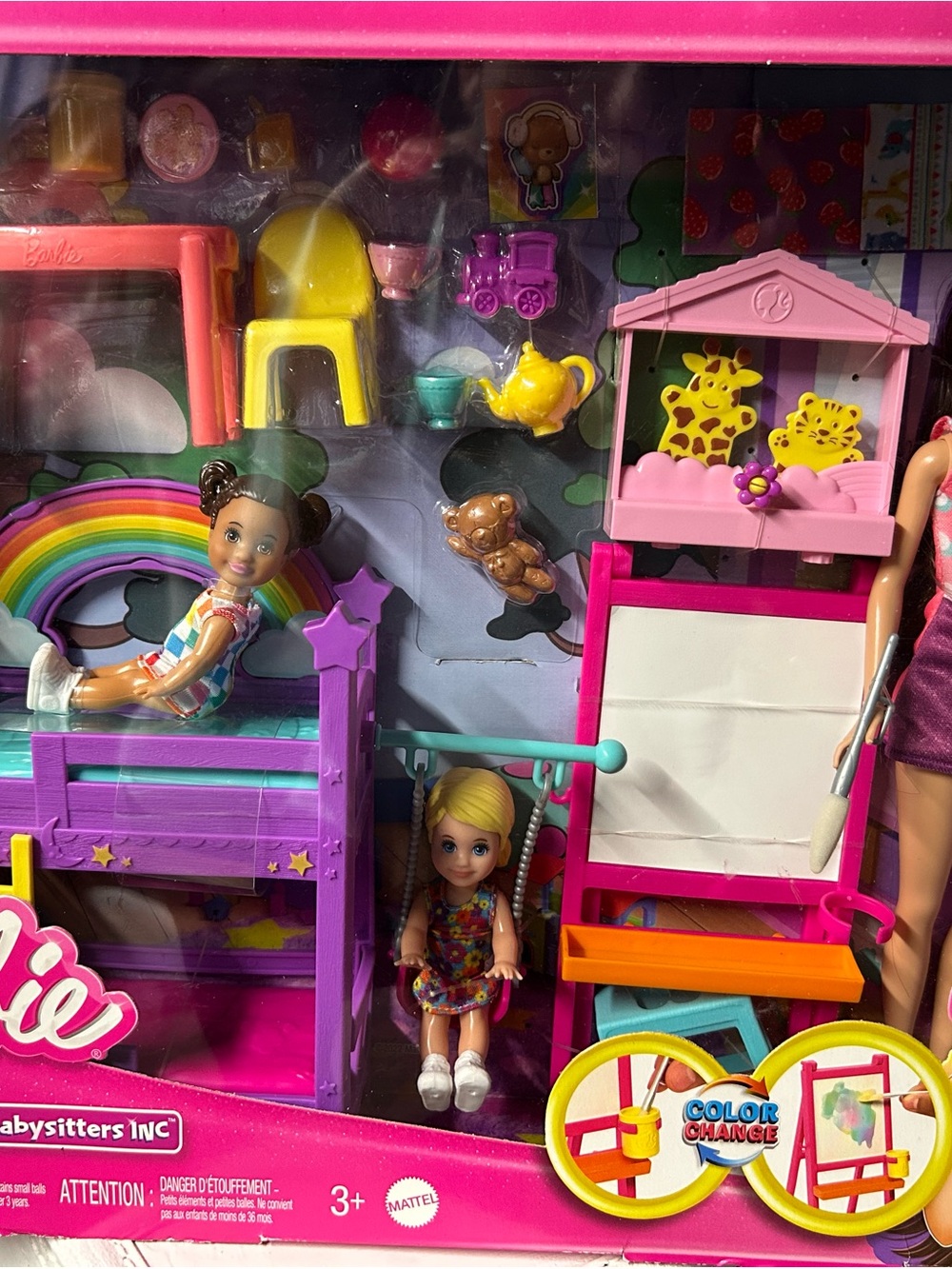 Mattel Bright Pink & Purple Babysitters Playset with Rainbow Accents